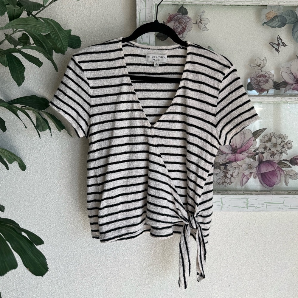 Texture & Thread by Madewell Striped Wrap Tie Top Size Small
